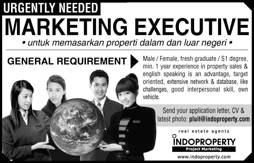 URGENTLY REQUIRED : MARKETING EXECUTIVE