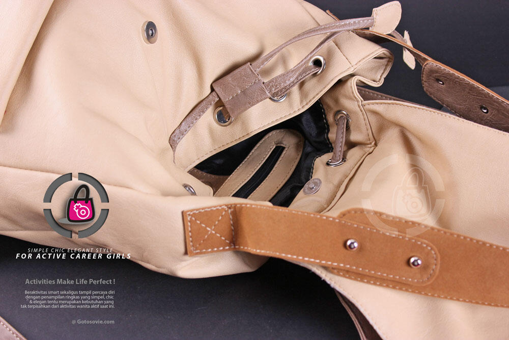 Tas Ransel Wanita bisa Cangklong warna krem modis