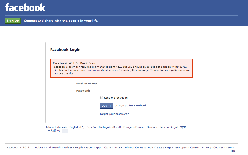 Facebook down?