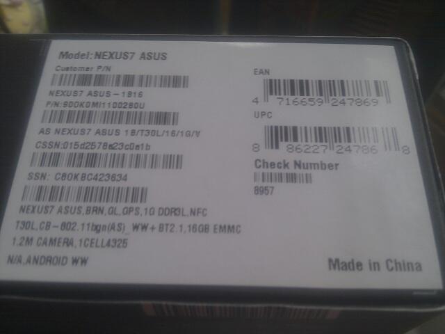BNIB Asus Google Nexus 7 16GB