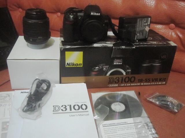 Kamera DSLR Nikon D3100 + Kit 18-55 mm VR Like new Fullset