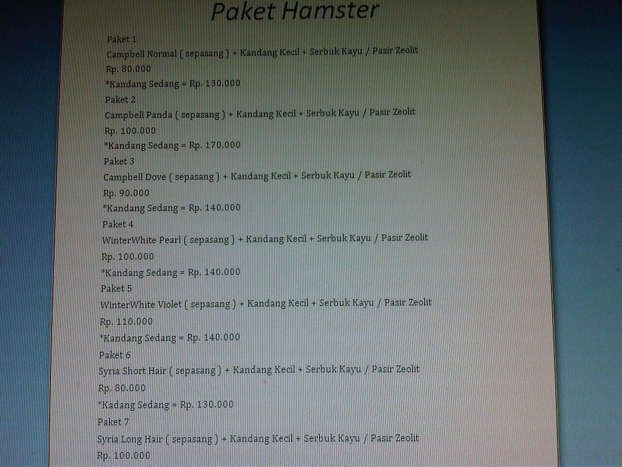 Paket Hamster Murahh !!