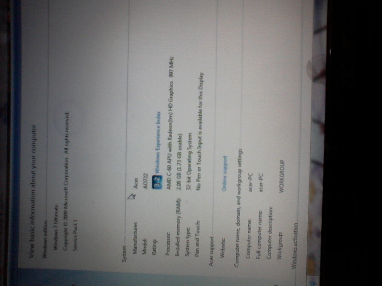 ACER ASPIRE ONE 722 MERAH istimewa