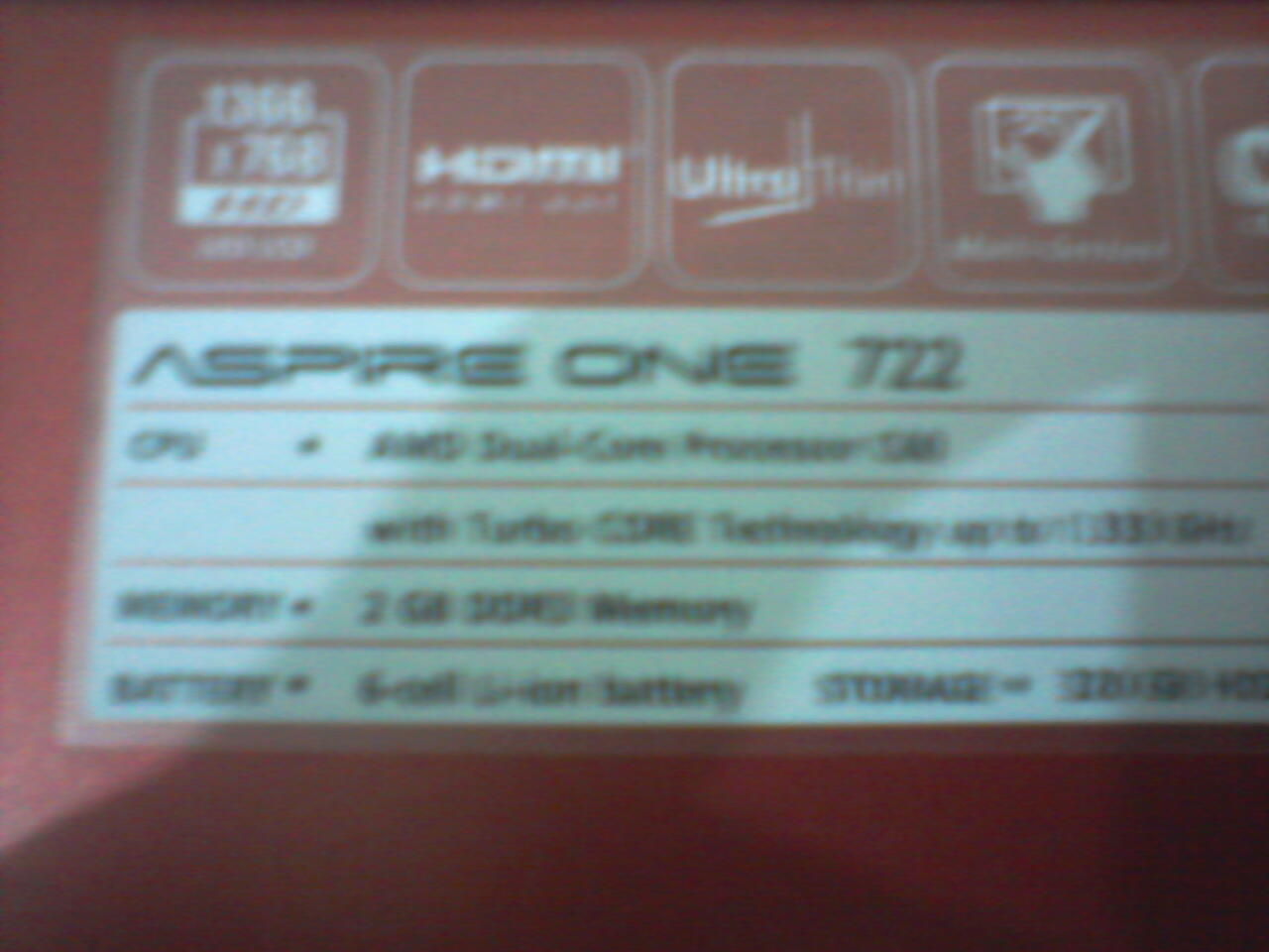ACER ASPIRE ONE 722 MERAH istimewa