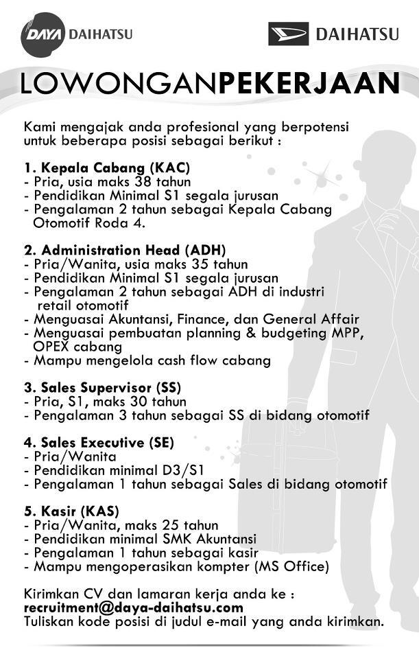 Lowongan Pekerjaan di Daya Daihatsu Medan