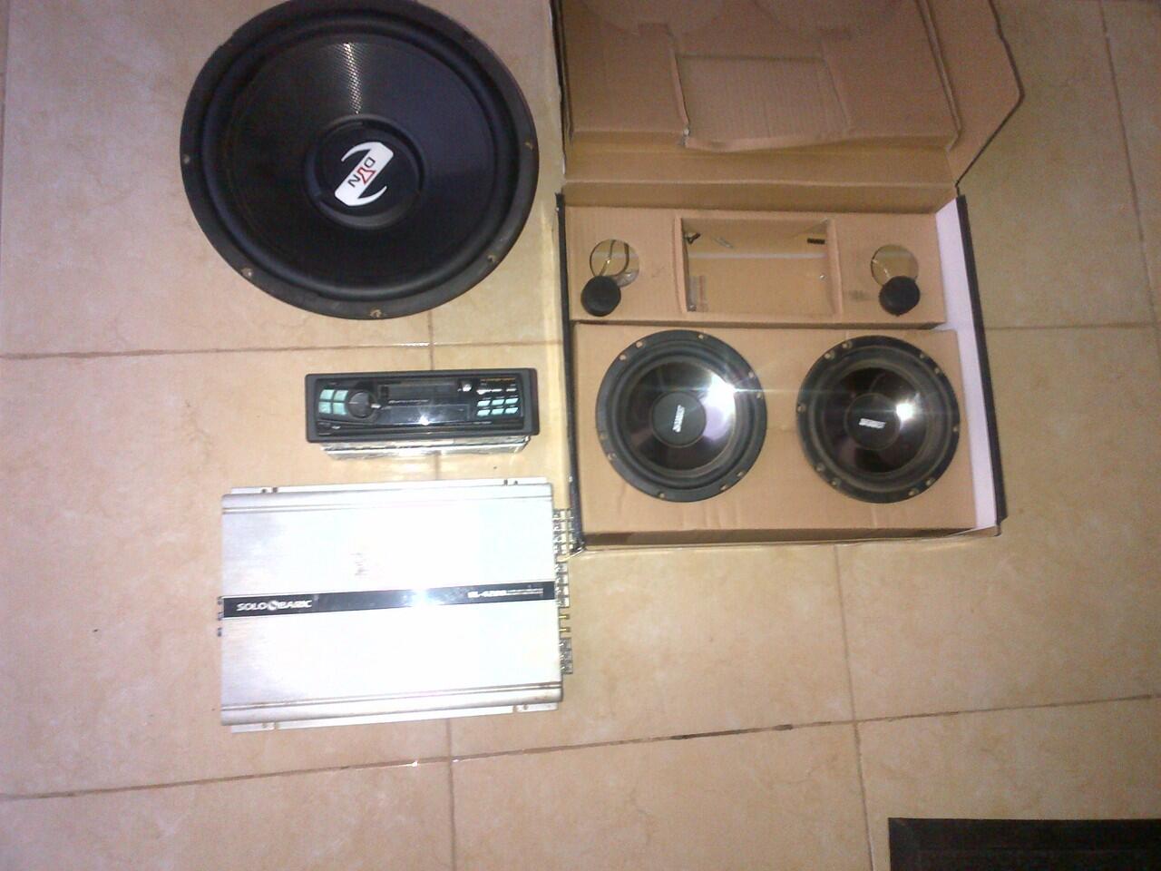 headunit alpine, subwoofer, power solo baric