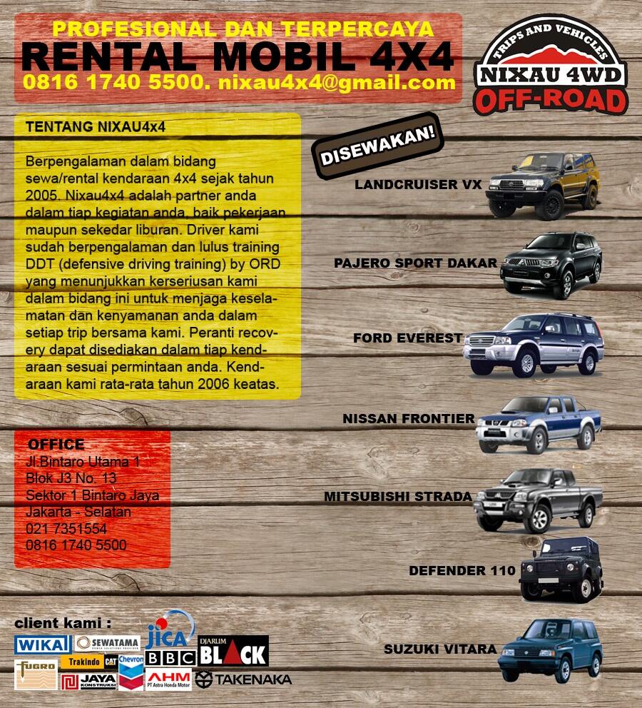 Terjual SEWA  RENTAL  MOBIL  OFF  ROAD  SUV 4WD DOUBLE CABIN 