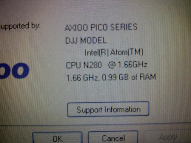 Laptop Notebook AXIO PICO DJJ 1,6GHz 250GB cuma 1,5