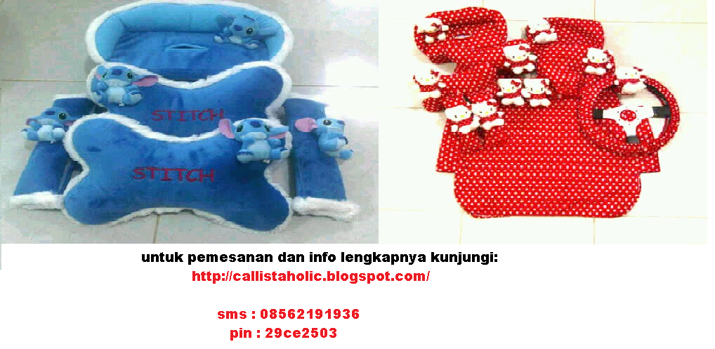 AKSESORIS BANTAL MOBIL STITCH, POOH, ELMO, HEADREST HELLO KITTY, KARPET