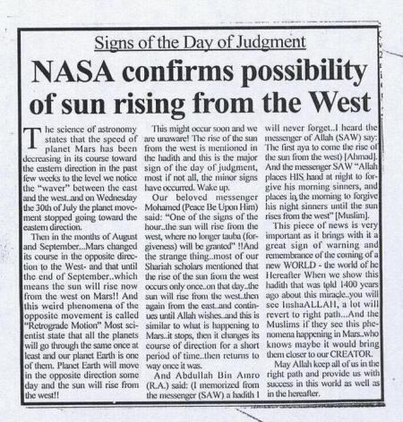 [CADEKO.ORG] Nasa Membenarkan Matahari Akan Terbit Dari Barat