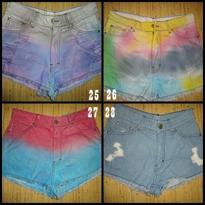 Studded short jeans, ombre short jeans, produsen langsung(HARGA BISA DI BANTING)
