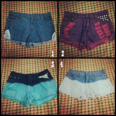 Studded short jeans, ombre short jeans, produsen langsung(HARGA BISA DI BANTING)