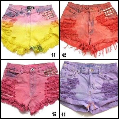 Studded short jeans, ombre short jeans, produsen langsung(HARGA BISA DI BANTING)