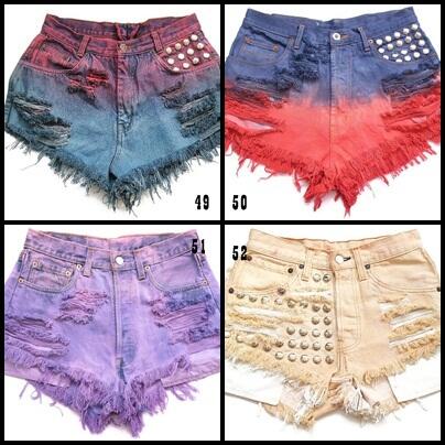 Studded short jeans, ombre short jeans, produsen langsung(HARGA BISA DI BANTING)