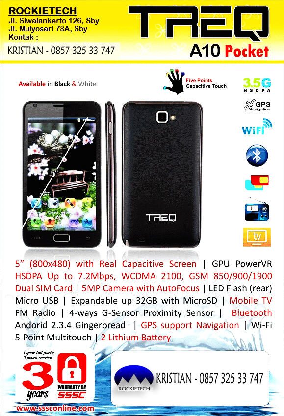 Tablet Treq Pocket 2, ukuran 5 inch. Kualitas hampir setara Samsung Galaxy Note, beri