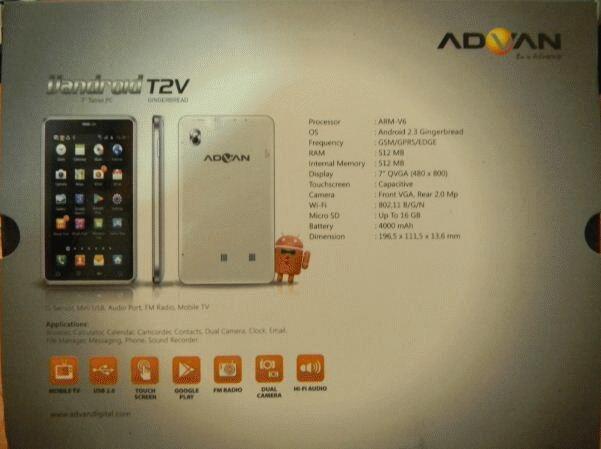 tablet pc ipad apad epad mid merk ADVAN T2V CAPASITIV 7" CALL,SMS,INTERNAL MODEM,TV,