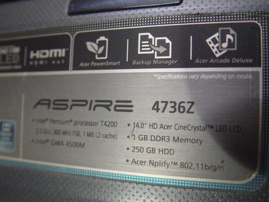 Laptop Acer 4736z T4200 hdd250 | kond.OKE | bandung