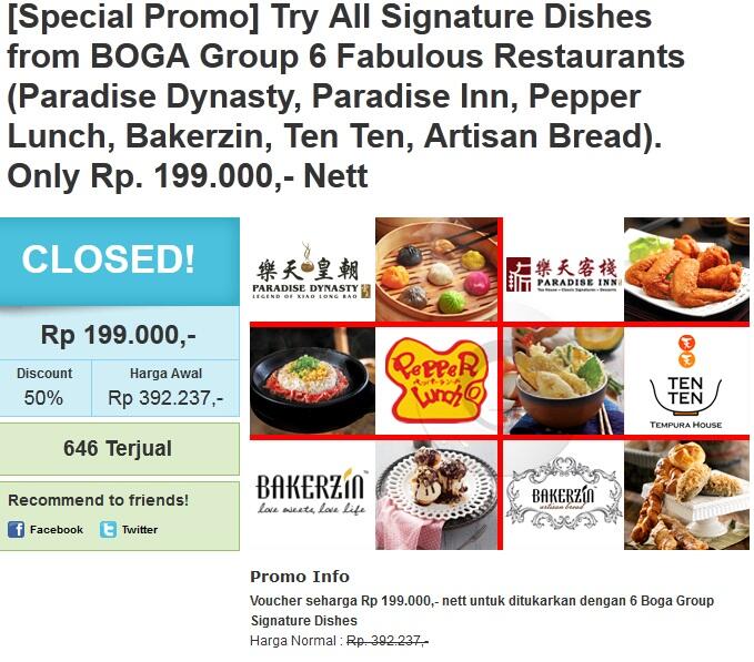 VOUCHER MAKAN BOGA (Pepper Lunch, Bakerzin, Ten Ten, Paradise Inn, dll)
