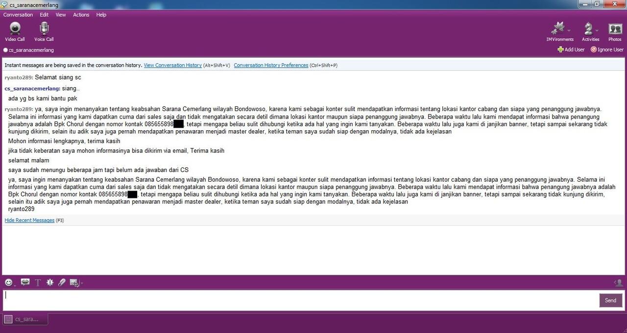 Kecewa Sarana Cemerlang cabang Bondowoso