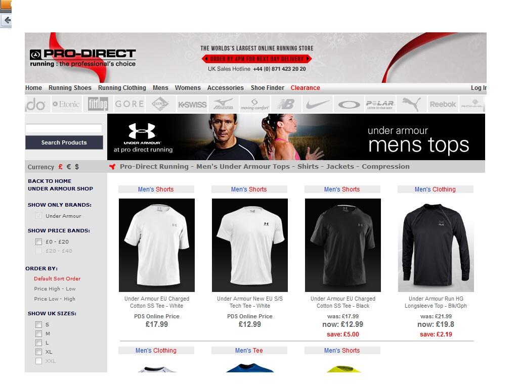 KAOS RUNNING / LARI UNDER ARMOUR 100% ORIGINAL