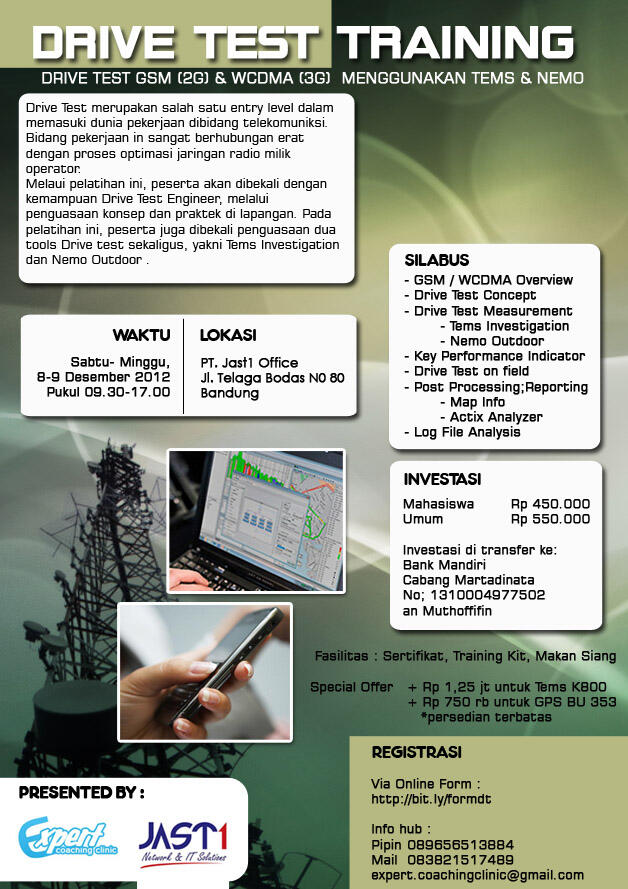 Pelatihan Drive Test Engineer 2G/3G