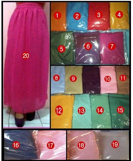 JUAL Rok, Longdress Chiffon (furing panjang), dan Pasmina Chiffon Jogja