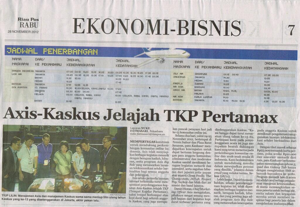 Axis-Kaskus Jelajah TKP masuk Riau Pos hari ini gan(28.11.12)