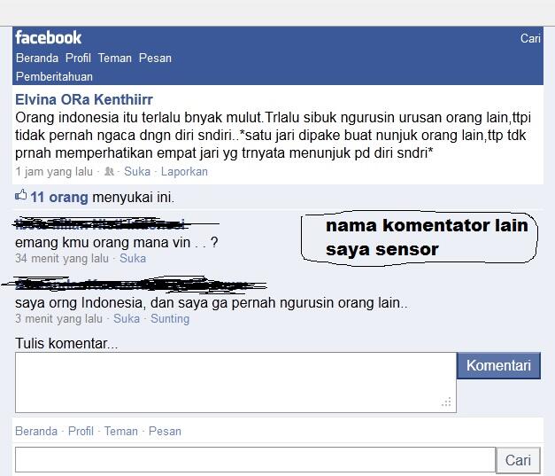 TKW kampungan menghina orang Indonesia lewat status facebooknya gan. masuk liat nih