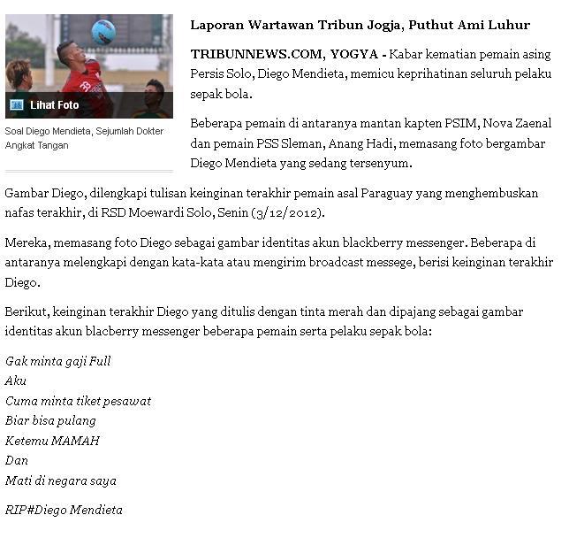 Tragis ! pemain bola asing meninggal di solo,,,Rest In peace broo :( &quot;klik and pray&quot;