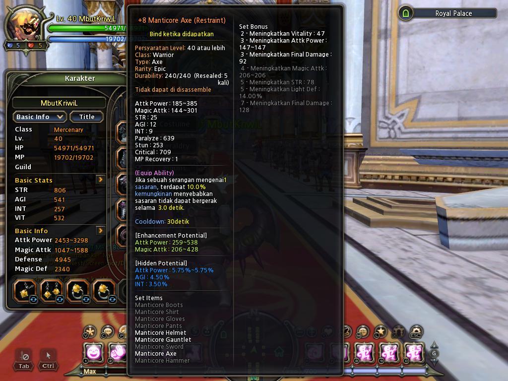 Jual Char Mercenary 40 Dragonest Indo (server althea)