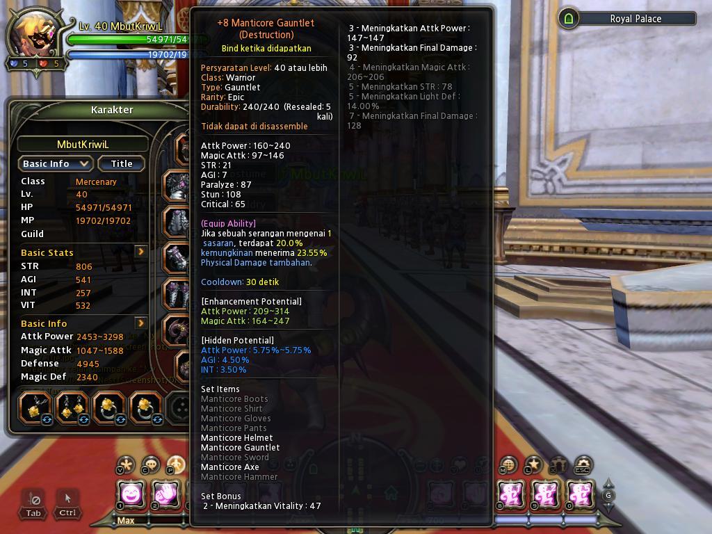 Jual Char Mercenary 40 Dragonest Indo (server althea)