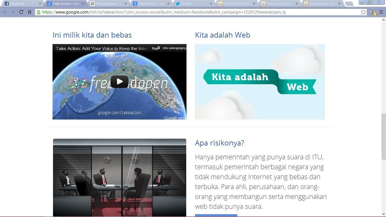 KEBEBASAN BERINTERNET ADA DI TANGAN KITA SEMUA DAN SELURUH DUNIA!