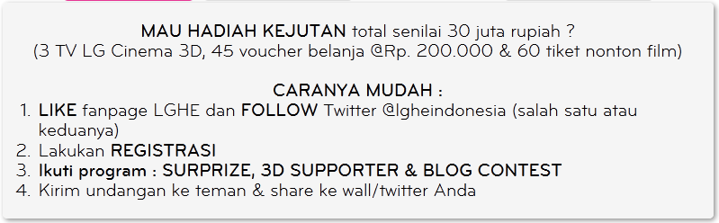 LG Bagi bagi Hadiah 3D TV, menyambut Launching 3D TV 84 inch nya