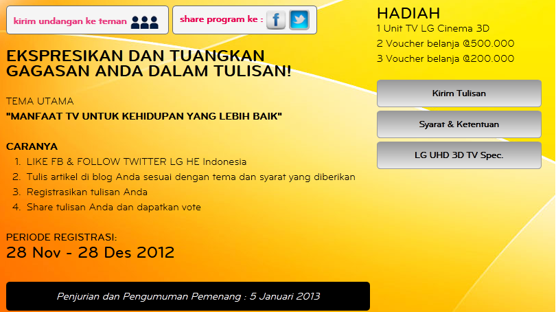 LG Bagi bagi Hadiah 3D TV, menyambut Launching 3D TV 84 inch nya