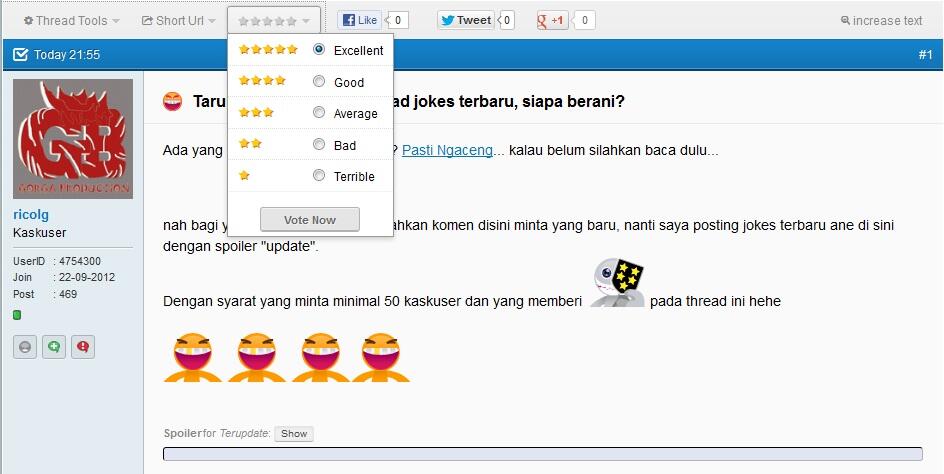 Taruhan!!! :rate5 ganti thread jokes terbaru, siapa berani?