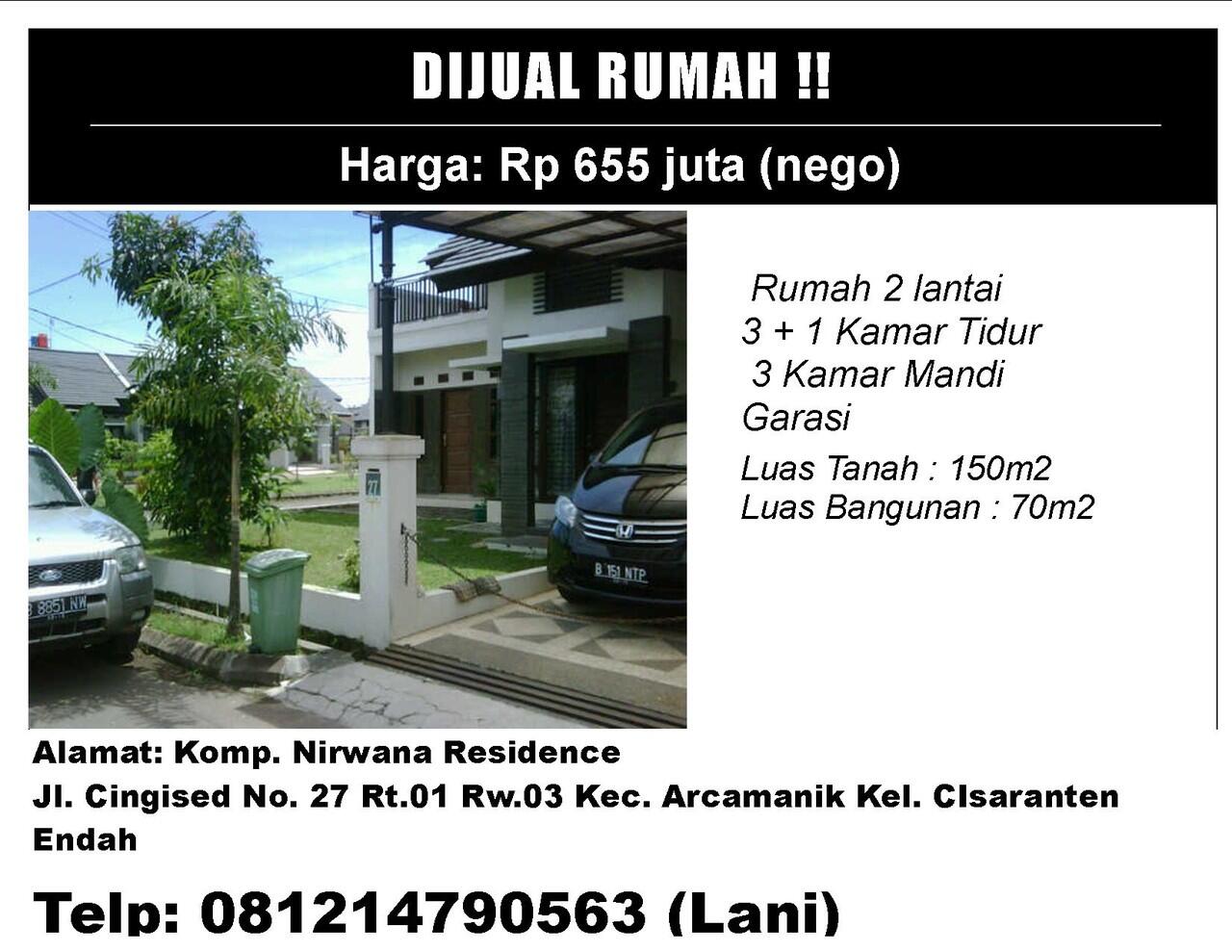 JUAL RUMAH HOOK: NIRWANA RESIDENCE - BANDUNG