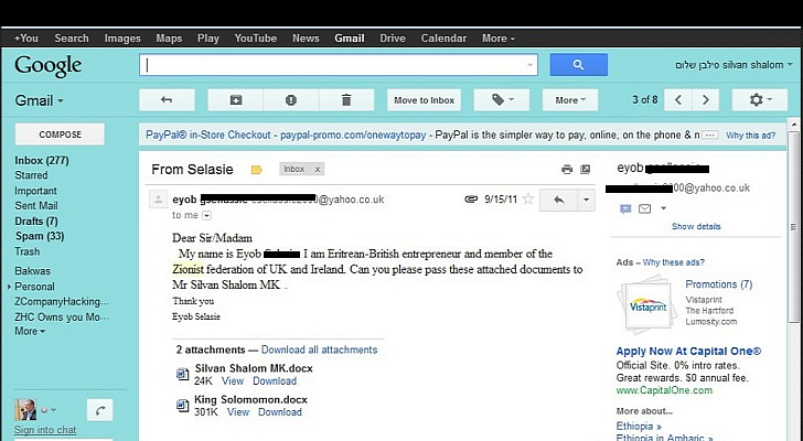 Hacker ZHC Meretas Akun Email Wakil Perdana Menteri Israel Silvan Shalom