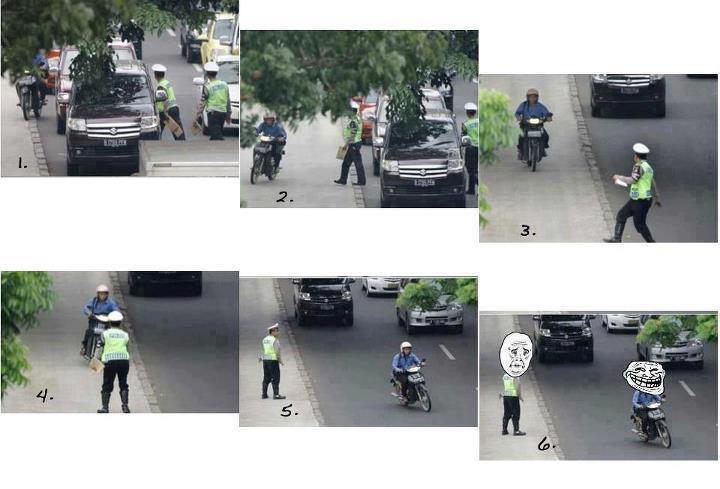  Polisi Dikerjain Pengendara Motor