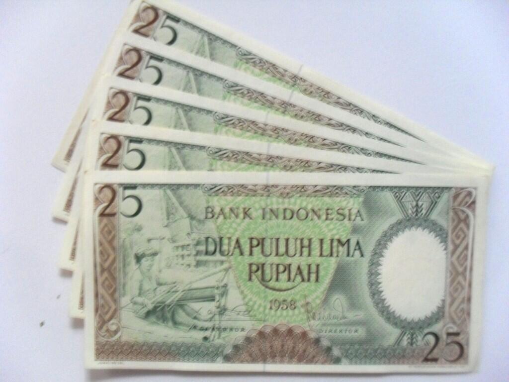 uang kuno 25 rupiah tahun 1958