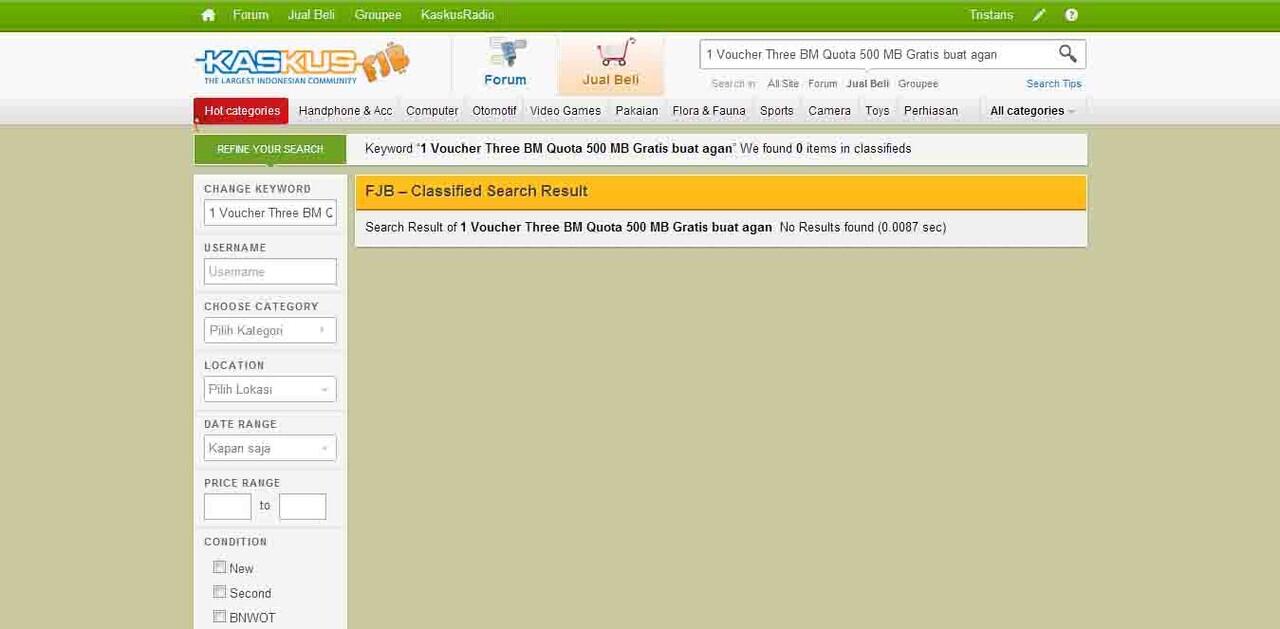 1 Voucher Three BM Quota 500 MB Gratis buat agan