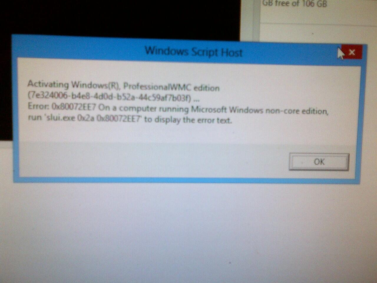 &lt;ASK&gt; Error saat aktivasi windows 8 pro wmc