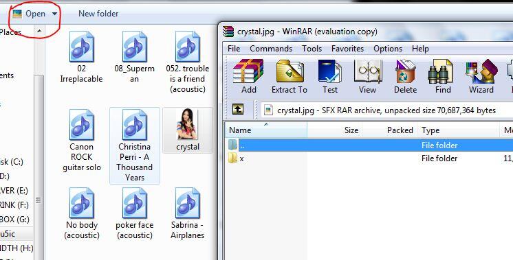 [share]menyimpan folder di dalam foto melalui cmd
