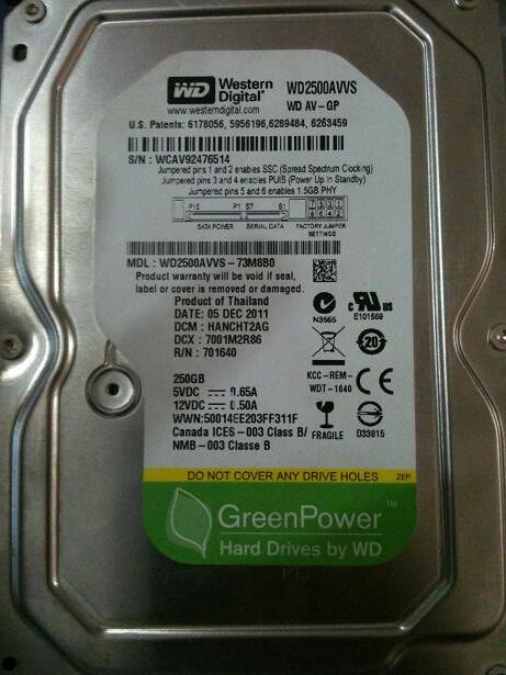 ### HDD/Harddisk internal 3.5 SATA 250GB Merk WD murah ###