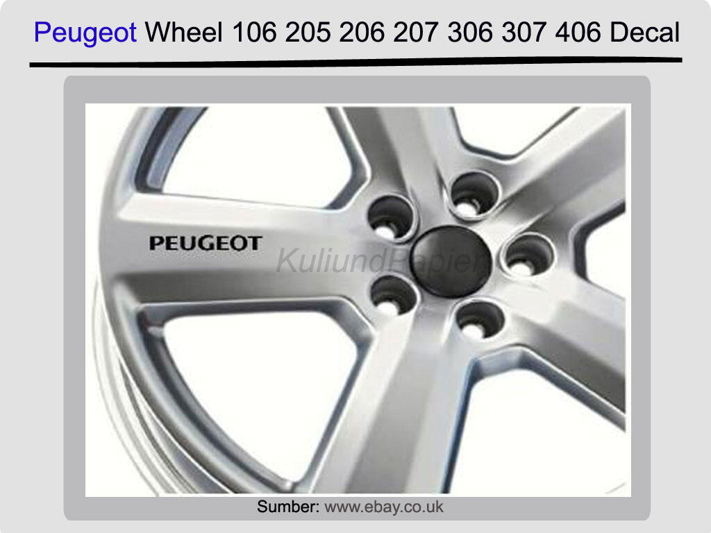6 x Peugeot Wheel Stickers -106 205 206 207 306 307 406