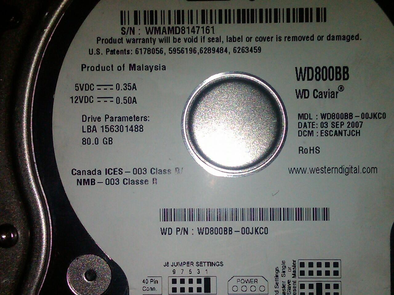 JUAL HARDISK 80, GB IDE PC WD Caviar