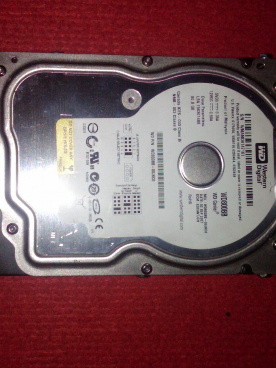 JUAL HARDISK 80, GB IDE PC WD Caviar