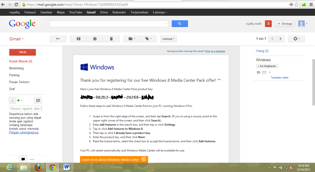 DVD WINDOWS 8 PRO WITH WMC 100% LEGAL
