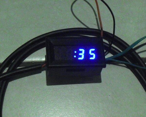 Digital MiNi WaterProof 3-IN-1 VoltMeter +TimeClock +Temperature DC 12V-24V BLUE LED