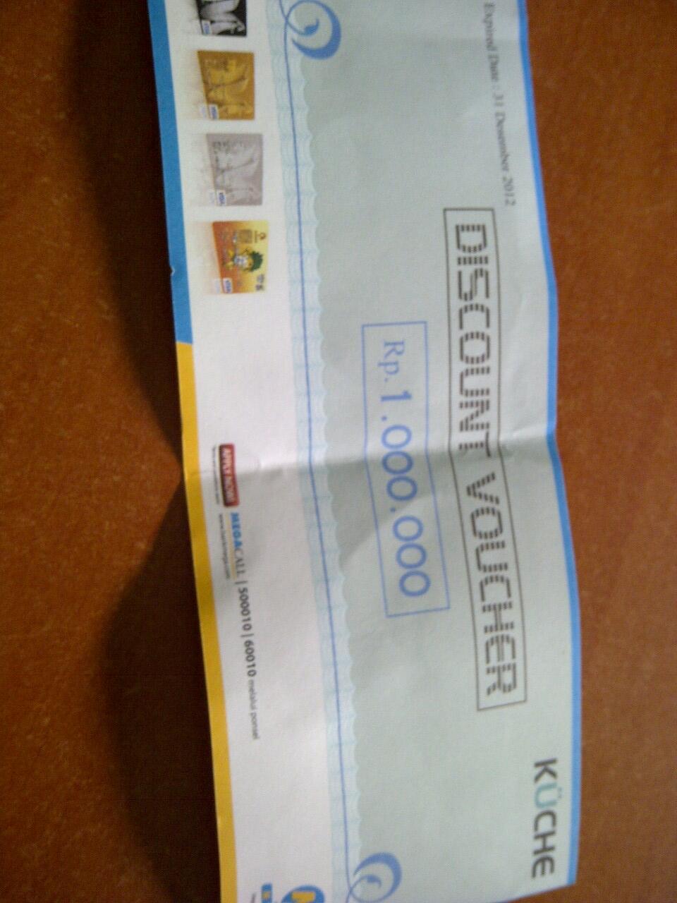 Jual Voucher Discount Kuche 1jt cuma 750k saja gan