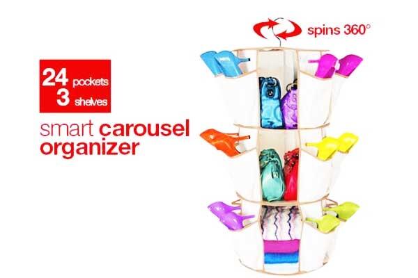 CAROUSEL SHOES ORGANIZER SPIN 360 DEGREE